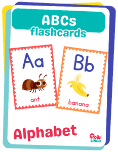 ABC dansk flashcards - bogstavkort med bogstaver, ord og illustrationer